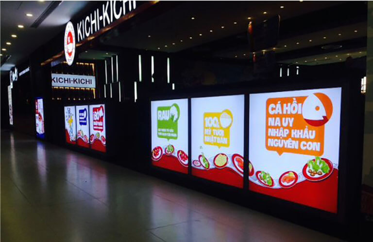 bảng hiệu hộp đèn hiflex in uv nhà hàng ăn uống