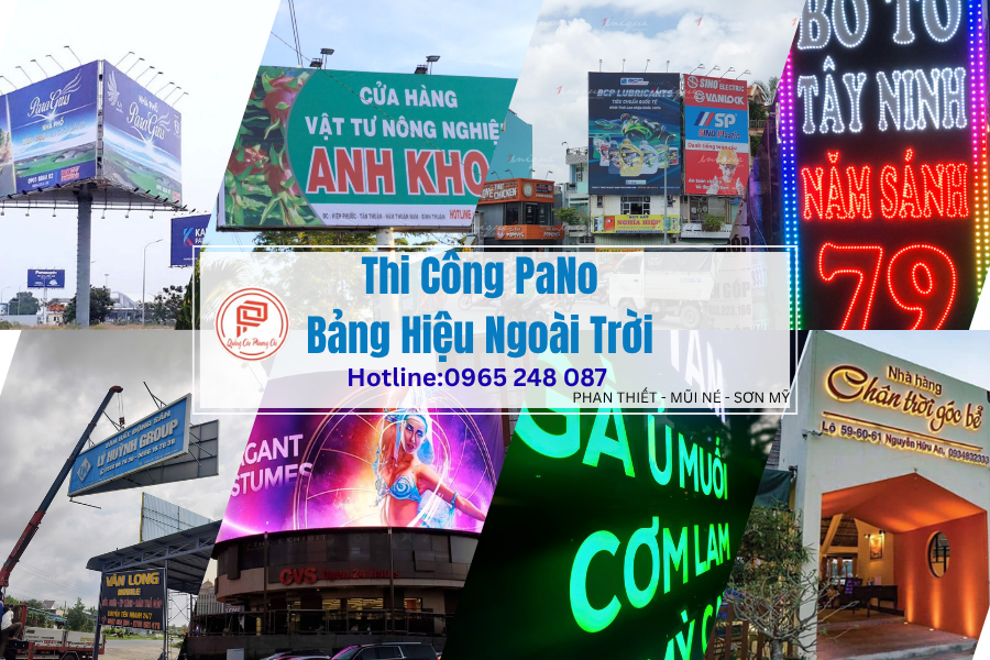 thi công pano bảng hiệu ngoài trời