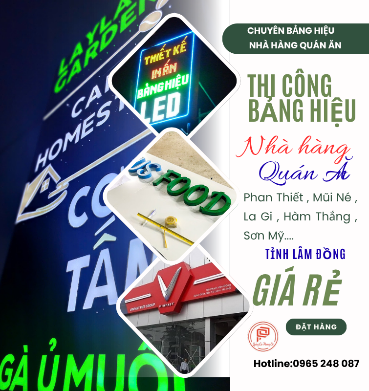 Thi công bảng hiệu nhà hàng quán ăn tại tỉnh lâm đồng
