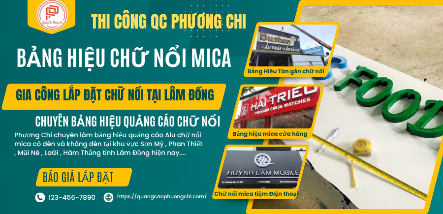 thi công bảng hiệu alu chữ nổi giá rẻ tại phan thiết